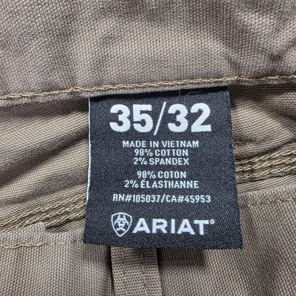 Ariat Rebar M4 Pants Mens 35x32 Khaki Low Rise Straight Work Carpenter Stretch - Picture 4 of 11